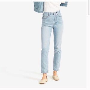 Everlane 24 woman relaxed organic cotton straight button high rise denim jean